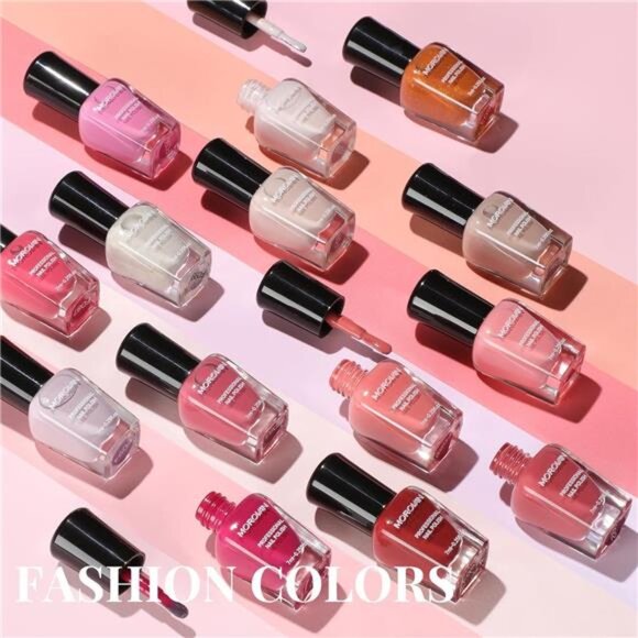 Fingernail Nail Polish Set - 15 Color Pink Quick Dry Air-Dry Nail Polish Pack - Picture 7 of 8